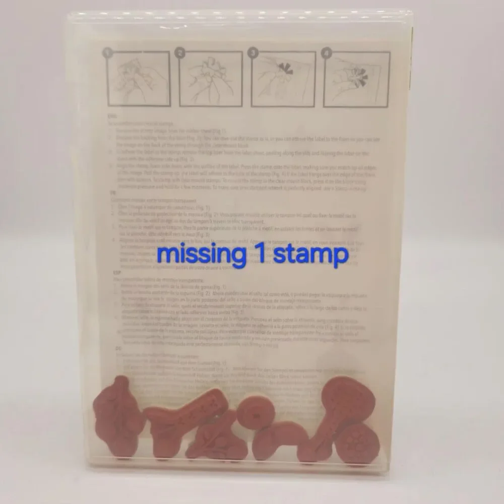 Stampin Up Bright Blossoms Cling Stamp Set Unmounted Flower MISSING 1 STAMP